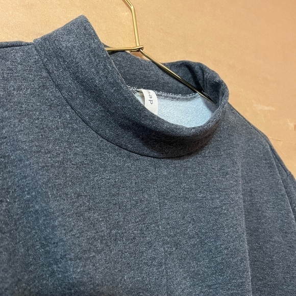 Nap Loungewear | Mock Neck Crop Top Twist Pullover Sweatshirt Dark Grey Size L - Picture 6 of 13